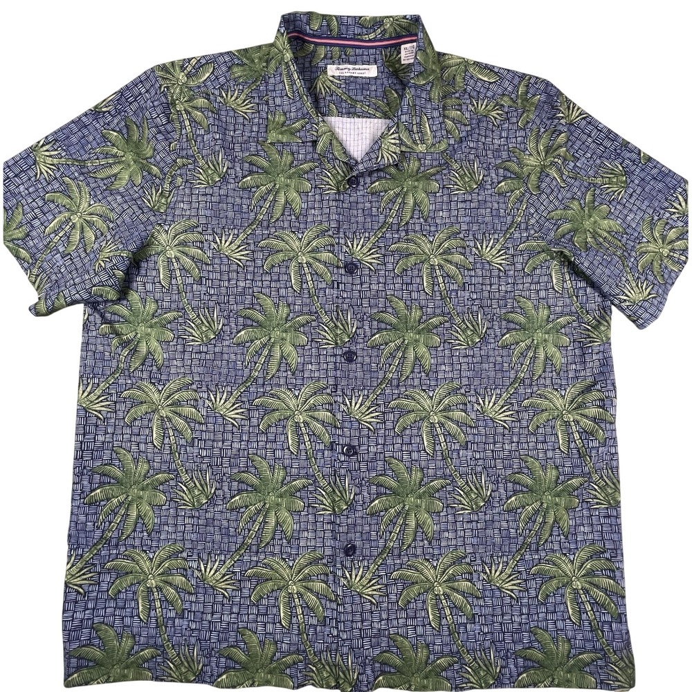 Tommy Bahama Shirt Mens XL Blue Palm Tree IslandZone Bahama Coast Recycled Blend - Picture 2 of 10